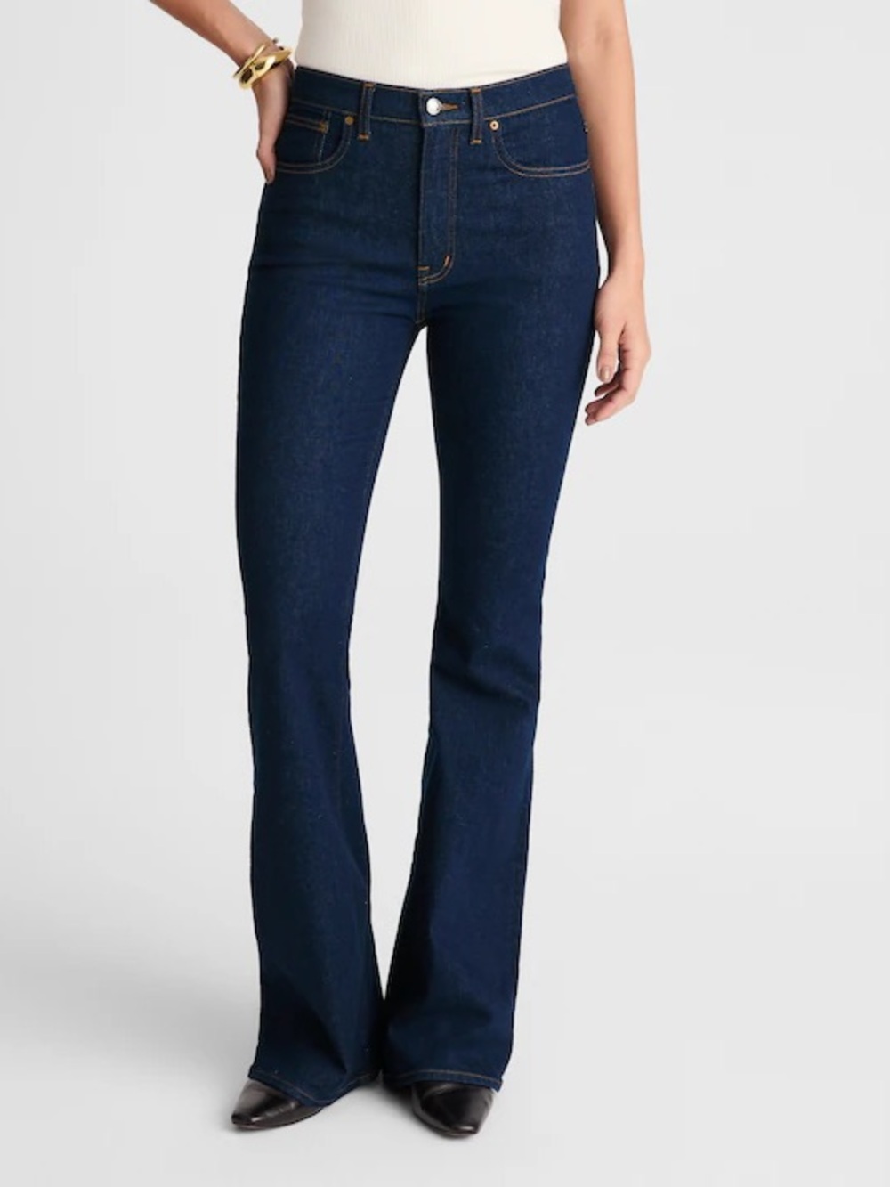 Madewell Petite Stretch Flare Jeans Bootcut Jeans in Deep Blue Denim NWOT